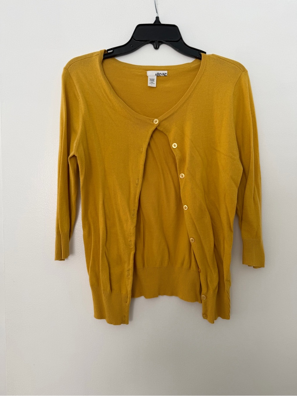 Abrand Mustard Cardigan Sweater in Golden Yellow